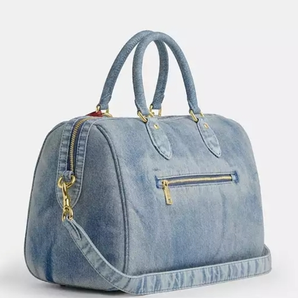 FIRM💙Coach LOVED Denim LARGE ROWAN Red Heart Charm💙 NWT 1 LEFT💙 Style CDY75 - Picture 5 of 16